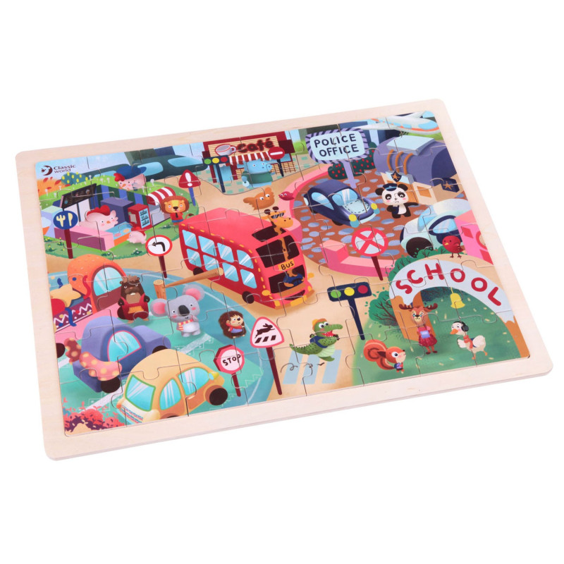 Classic World Wooden Jigsaw Puzzle Animals in the City, 49st.