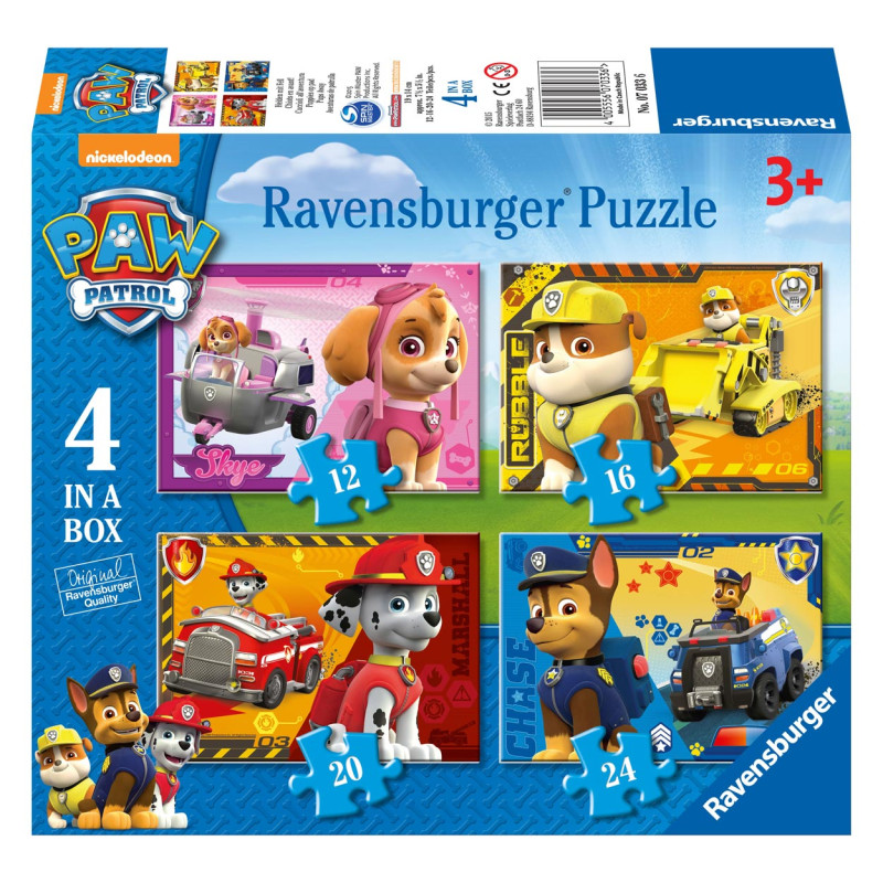 RAVENSBURGER Paw Patrol Puzzle - Puppies on the Path, 4in1