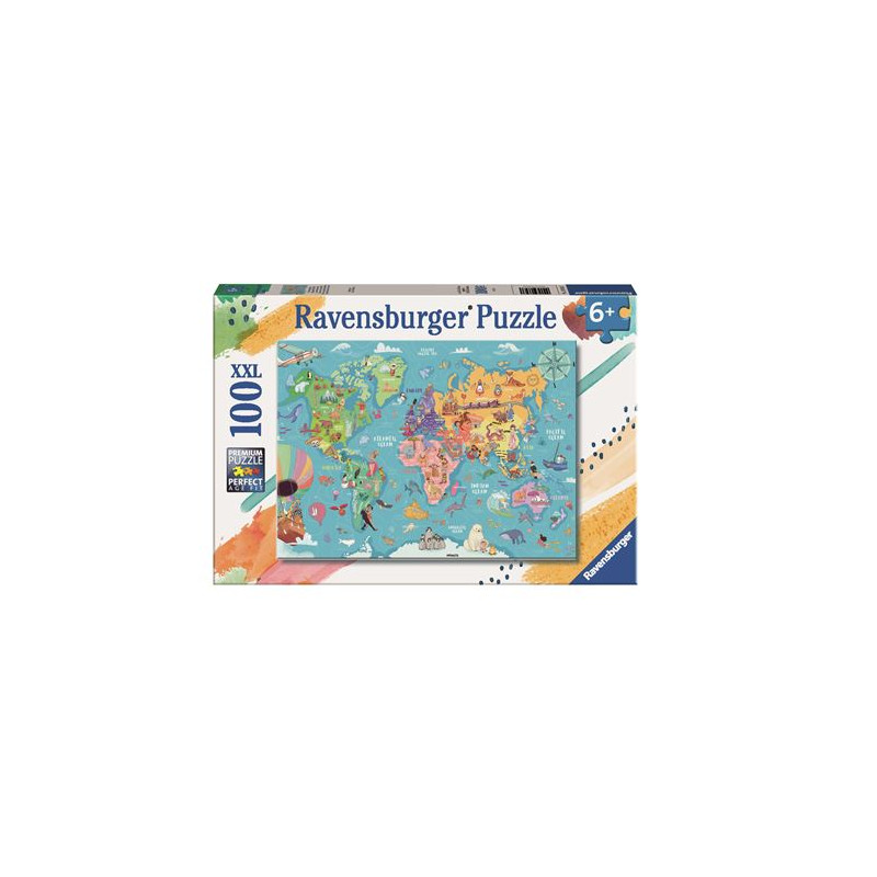 Puzzle Ravensburger XXL La carte du monde 100 pièces