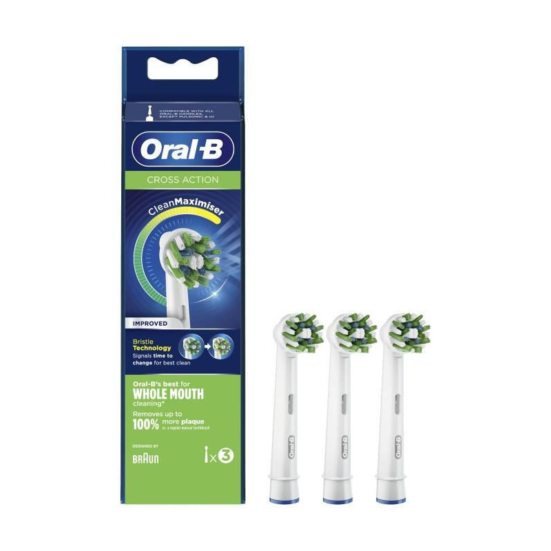 Oral-B CrossAction Brossette Avec CleanMaximiser, 3