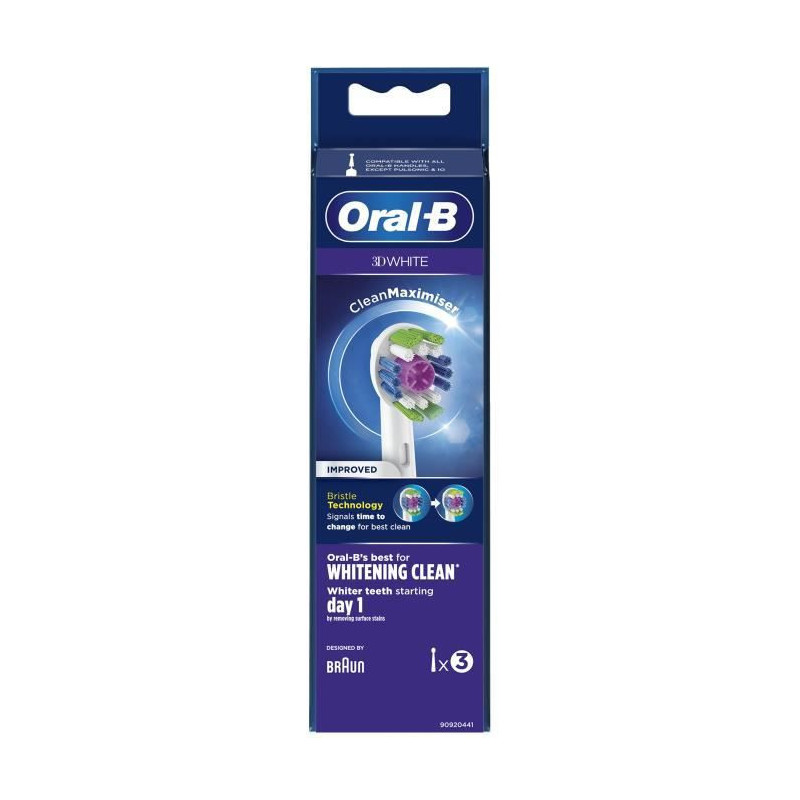 Oral-B 3D White Brossette Avec CleanMaximiser, 3