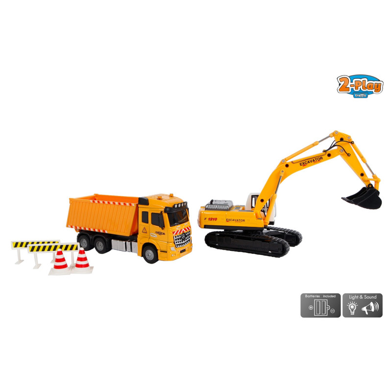 2-PLAY TRAFFIC 2-Play Dump Truck with Excavator Light and Sound