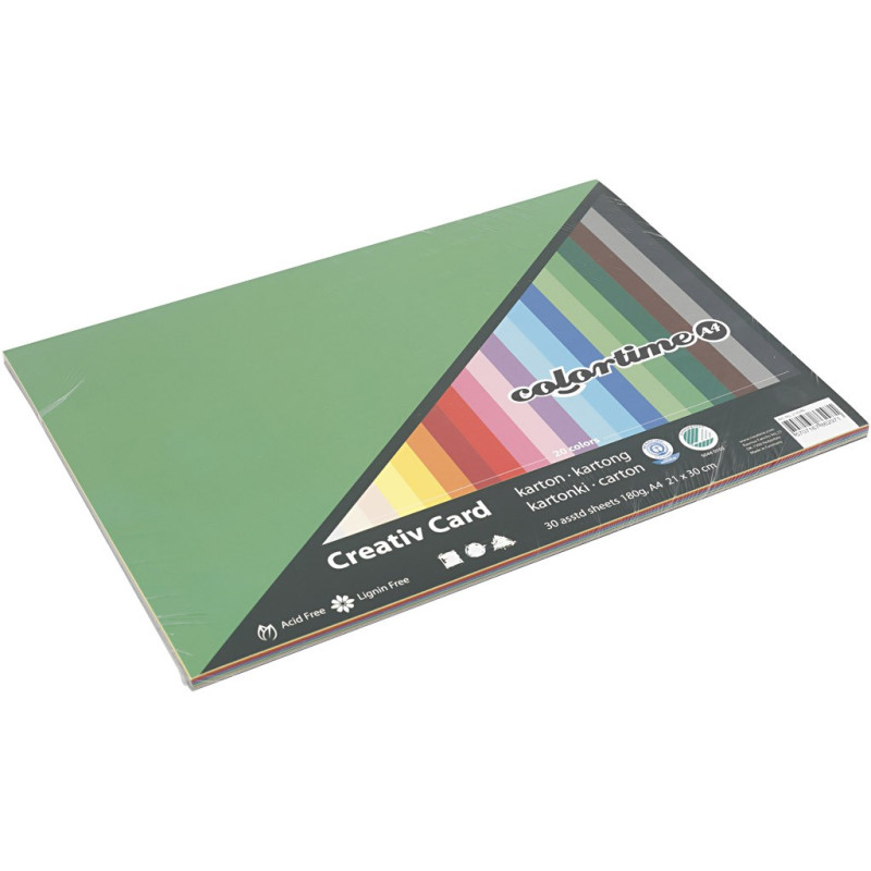 Creativ Company - Colored Cardboard A4, 30 Sheets 214240