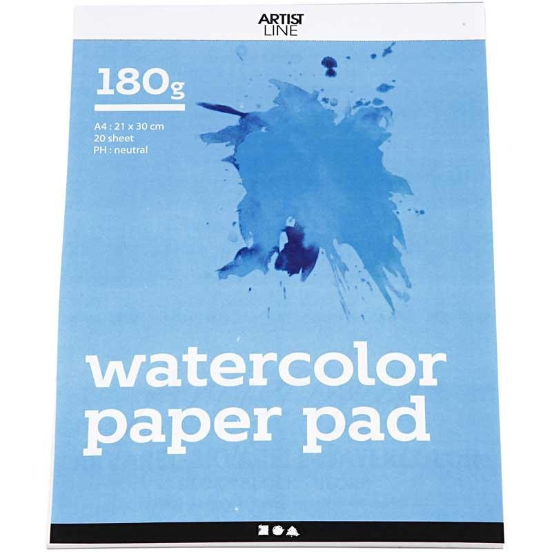 Creativ Company - Watercolor Block White A4 180gr, 20 Sheets 22107