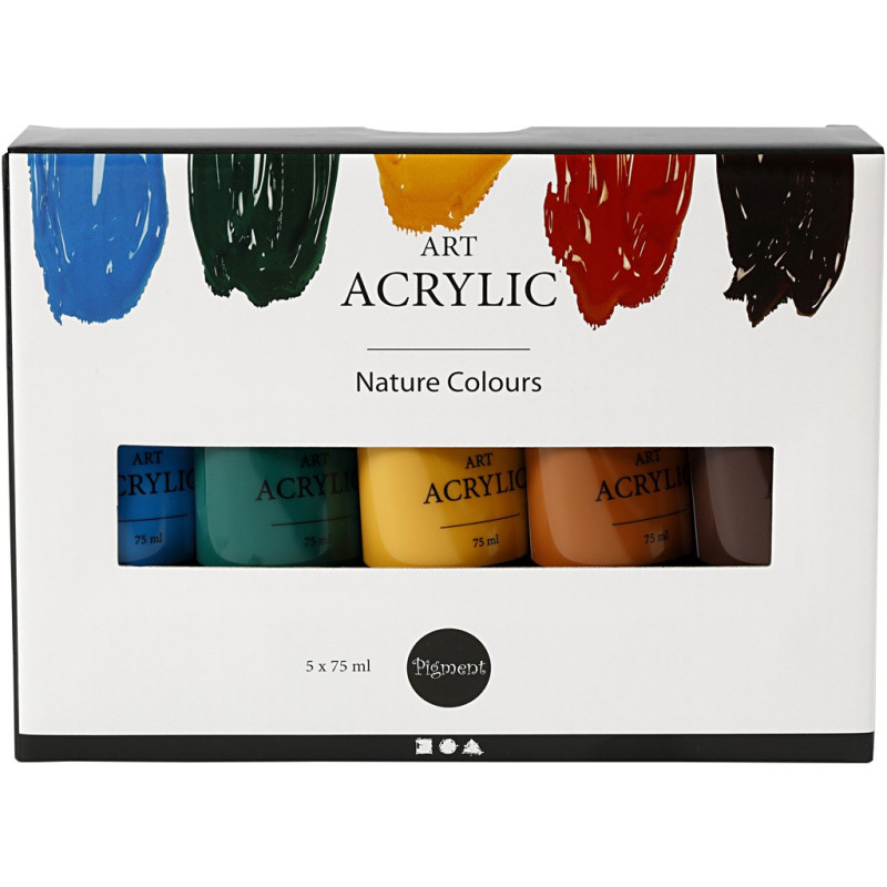Creativ Company - Pigment Art Acrylic Paint Natural Colors, 5x75ml 35136