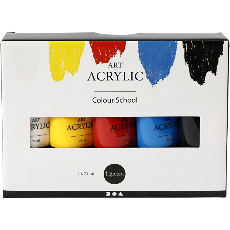Creativ Company - Pigment Art Acrylic Paint Primary Colors, 5x75ml 35135