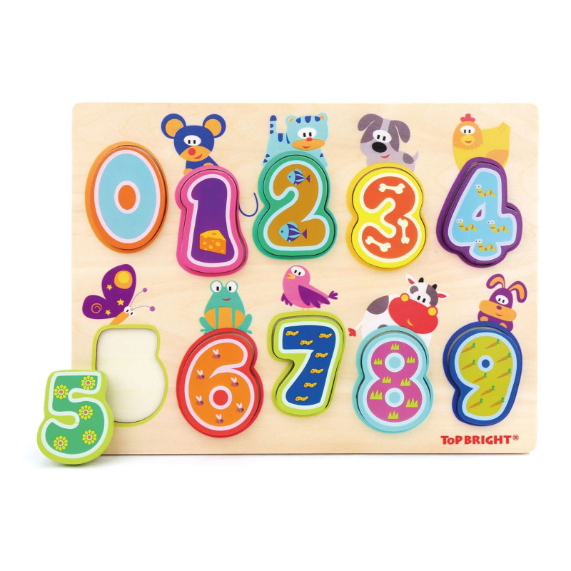 Topbright - Wooden Puzzle Animals and Numbers, 10pcs. 120325