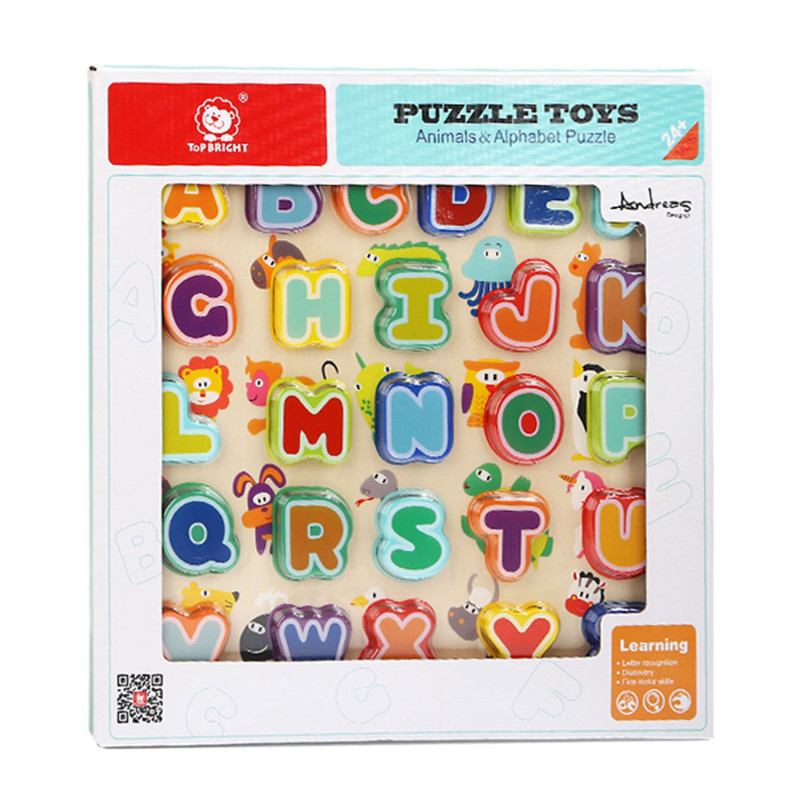 Topbright - Wooden Puzzle Animals and Alphabet, 30pcs. 120324