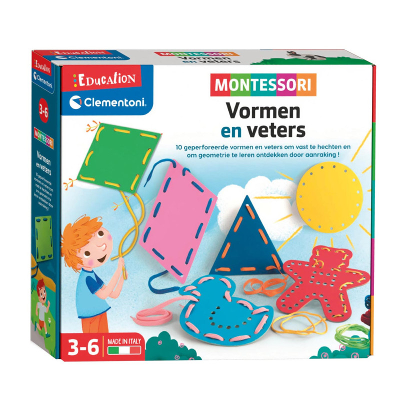 Clementoni Education Montessori - Shapes and Laces 56051
