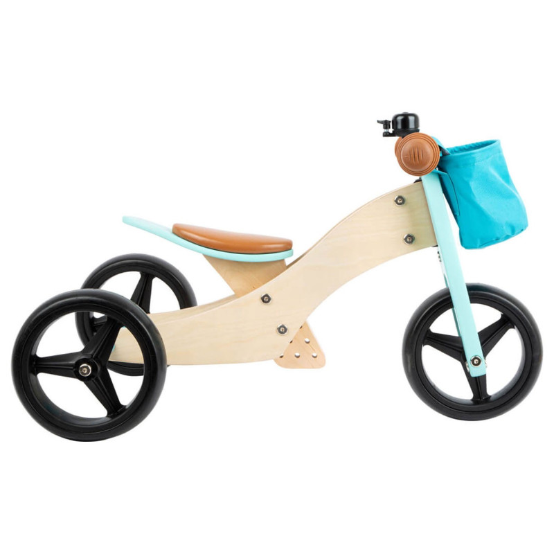 Small Foot - Wooden Tricycle and Balance Bike 2in1 Turquoise 11610