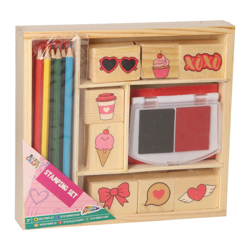 Creative Craft Group - Wooden Stamp Set with Crayons WOODSS2AS/GE