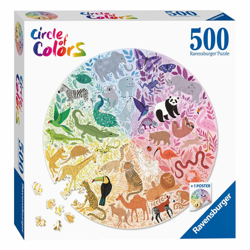 Ravensburger - Puzzle cercle de couleurs - Animaux 500 pièces