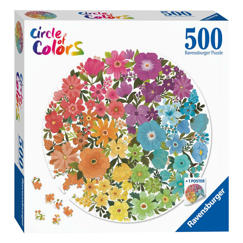 Ravensburger - Puzzle cercle de couleurs - Fleurs 500 pièces