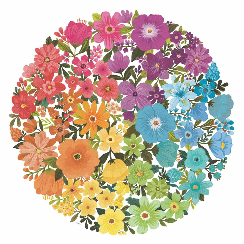 Ravensburger - Puzzle cercle de couleurs - Fleurs 500 pièces