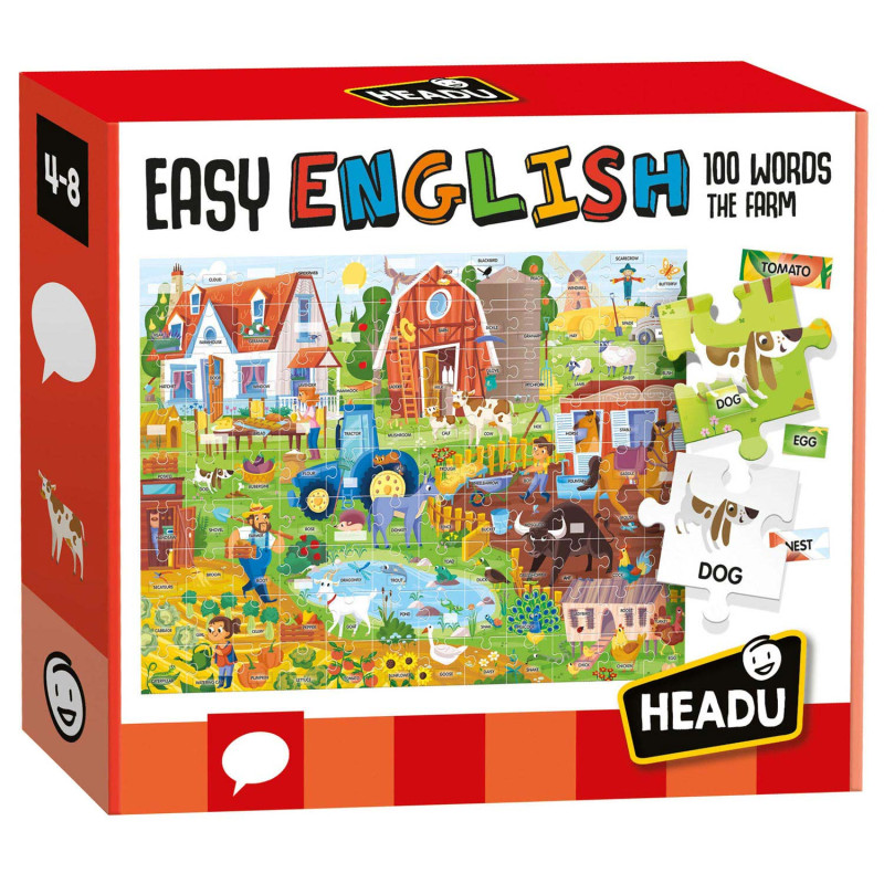 Headu Easy English 100 Words Farm, 108pcs. (AND) IT20997