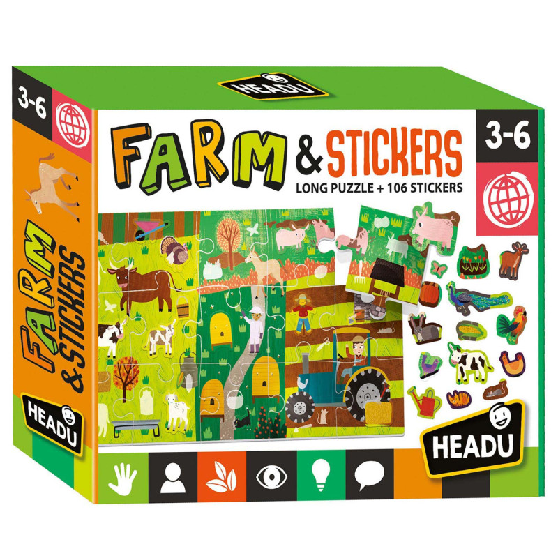 Headu Jigsaw Puzzle Farm with Reusable Stickers MU24926