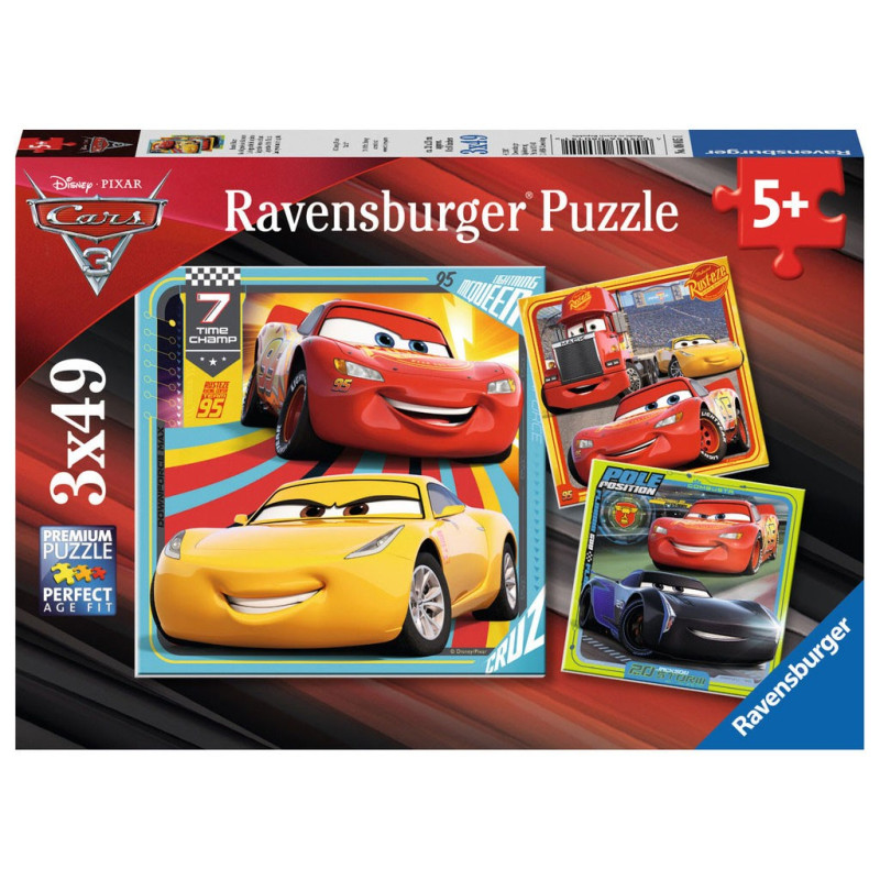 RAVENSBURGER Disney Cars 3 Puzzle, 3x49st.