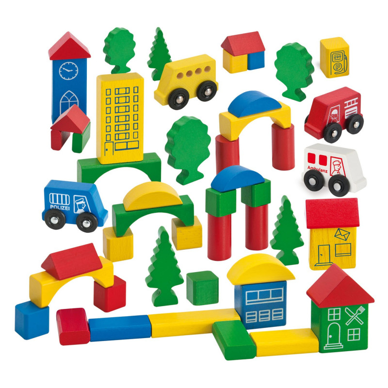 Eichhorn Wooden Blocks with Vehicles, 50 pcs. 100024270