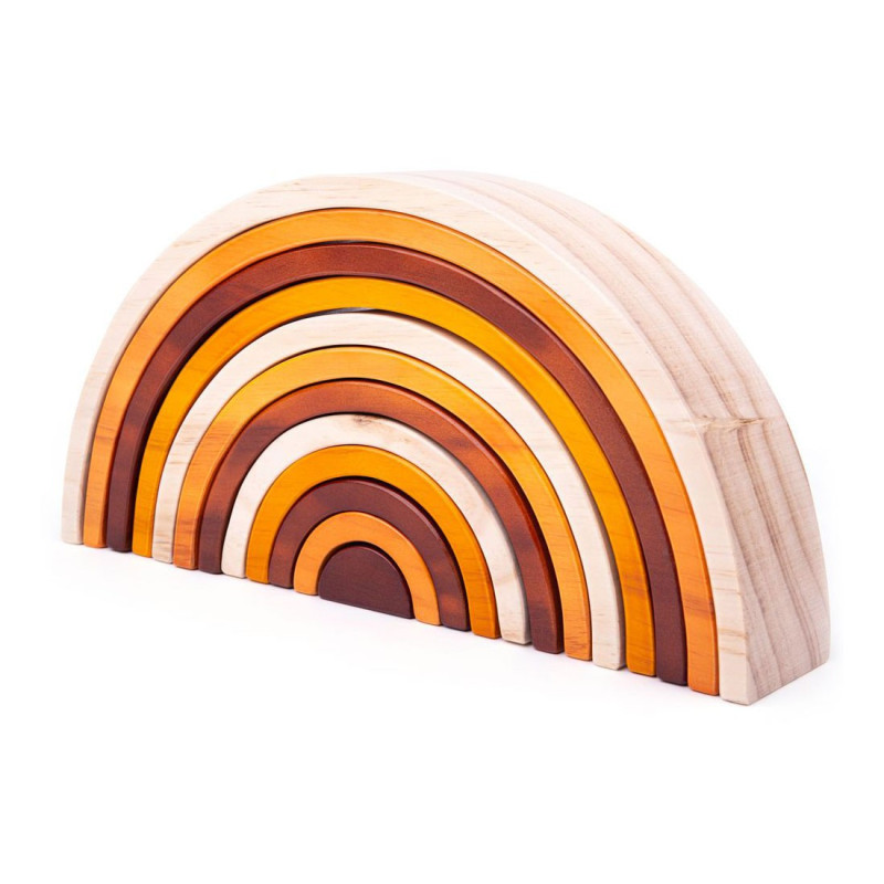 Bigjigs Large Wooden Stack Rainbow Natural 33037