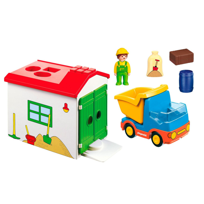 Playmobil 1.2.3 70184 Ouvrier avec camion et garage
