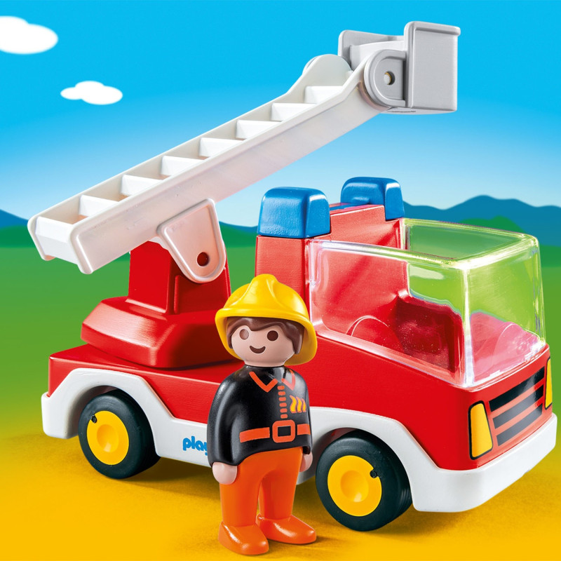 Playmobil 1.2.3 6967 Camion de pompier avec échelle pivotante