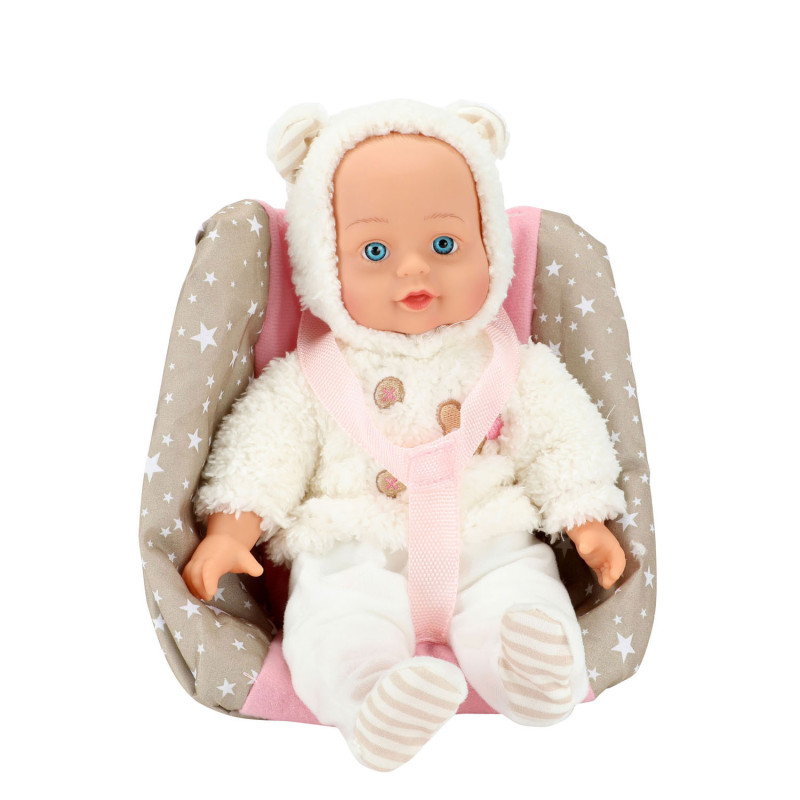 Beau Baby doll in doll seat, 33cm 02155A