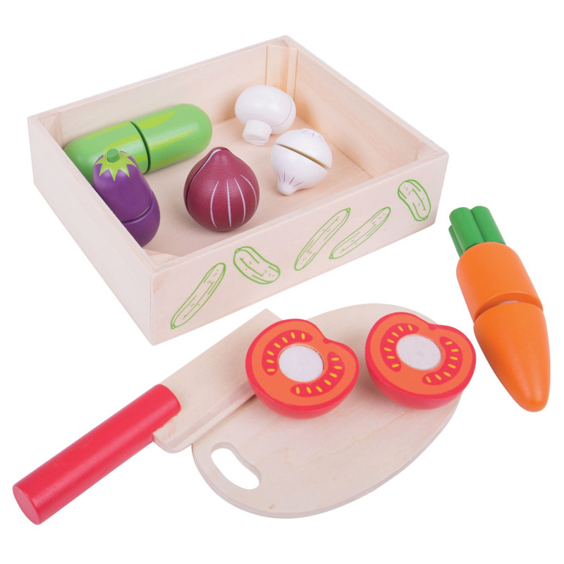 BIGJIGS Wooden box with Cut vegetables