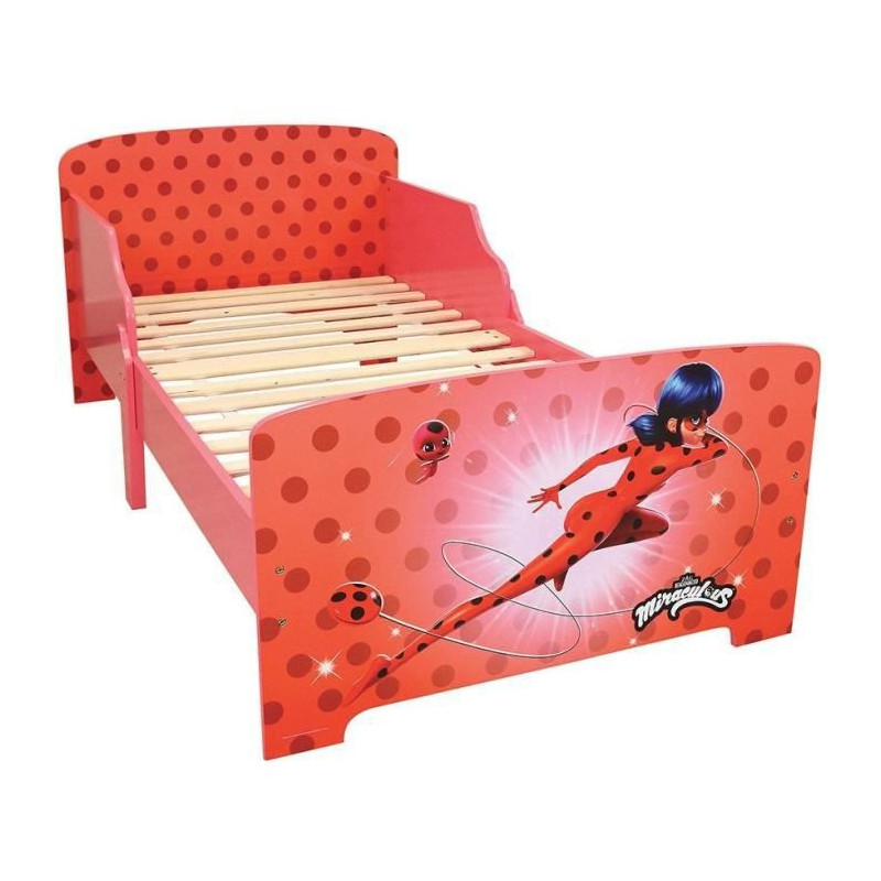 Fun house miraculous ladybug lit avec sommier a lattes 140x70 cm