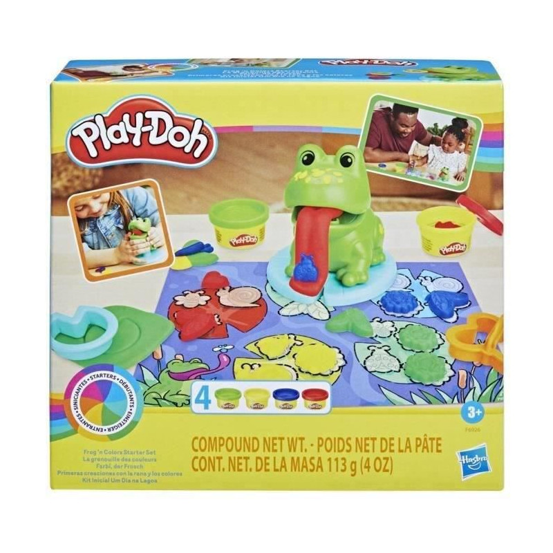 Play-Doh classique La grenouille des couleurs - 4 pots de pâte a modeler, jouets préscolaires