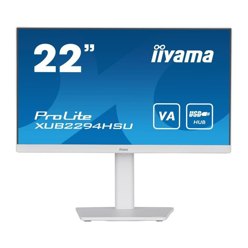 Ecran PC - IIYAMA ProLite XUB2294HSU-W2 - 21.5 FHD - Dalle VA - 1 ms - 75Hz - HDMI / DisplayPort / USB - Pied réglable en haute