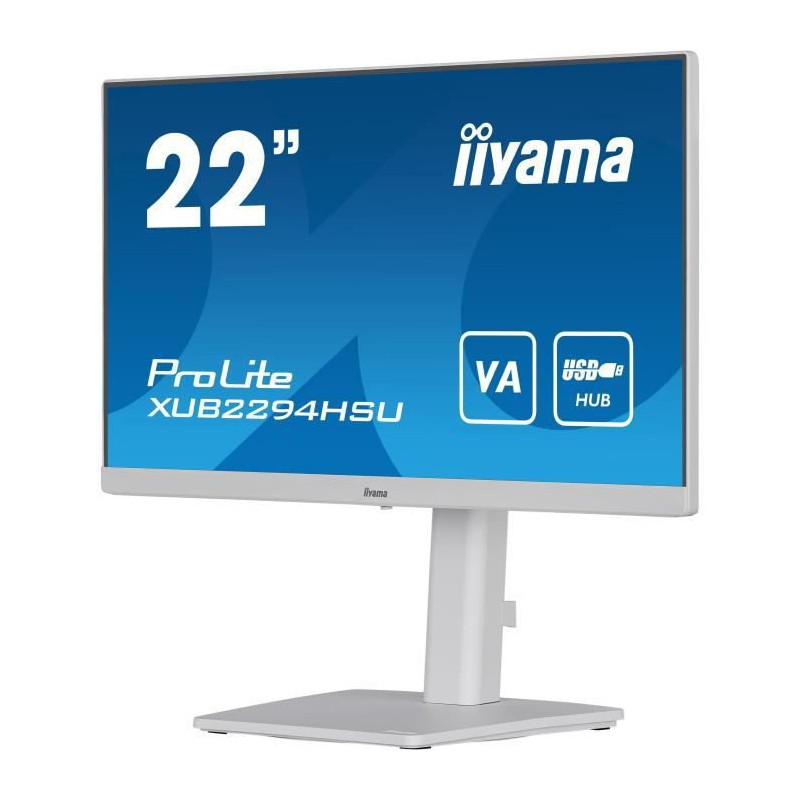 Ecran PC - IIYAMA ProLite XUB2294HSU-W2 - 21.5 FHD - Dalle VA - 1 ms - 75Hz - HDMI / DisplayPort / USB - Pied réglable en haute