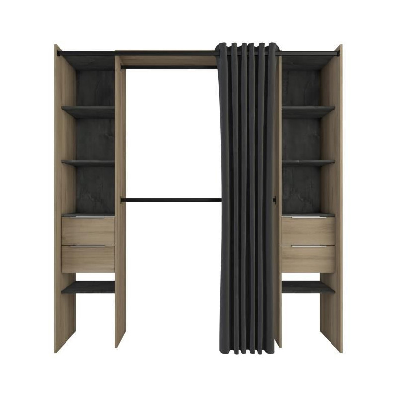 DANA Kit dressing 2 colonnes + 2 penderies + 4 tiroirs - Decor chene kronberg - L 115 x P 50,1 x H 203 cm
