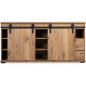 Buffet Manzano - Panneaux de particules - Chene Flagstaff - 2 portes coulissantes, 2 tiroirs, 1 niche - L 180 x H 87 x l 40 cm