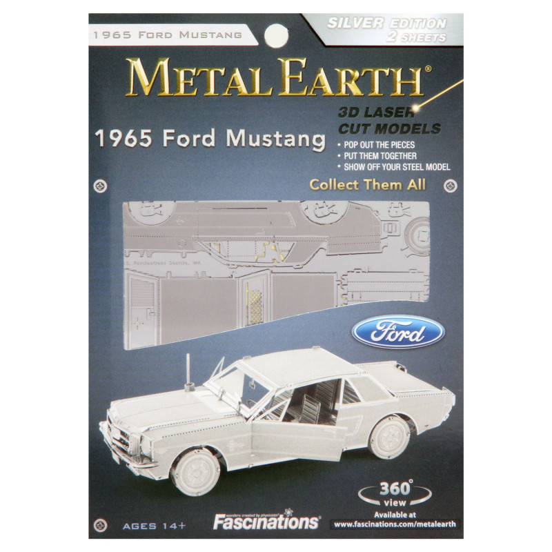 EUREKA Metal Earth 1965 Ford Mustang Coupe Silver Edition