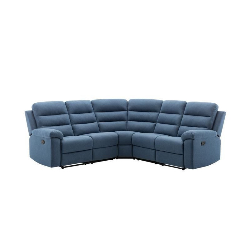 Canape dangle avec 2 places relax manuels - Tissu bleu - L 230 x P 55 x H 100 cm - AUGUST