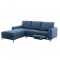 Canape dangle gauche avec 1 place relax electrique + coffre - Tissu Bleu - L 260 x P 51 x H 90 cm - FRANKLIN