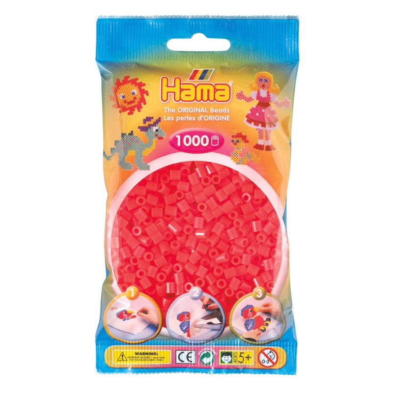 Hama Ironing beads-Red Neon (035), 1000pcs.