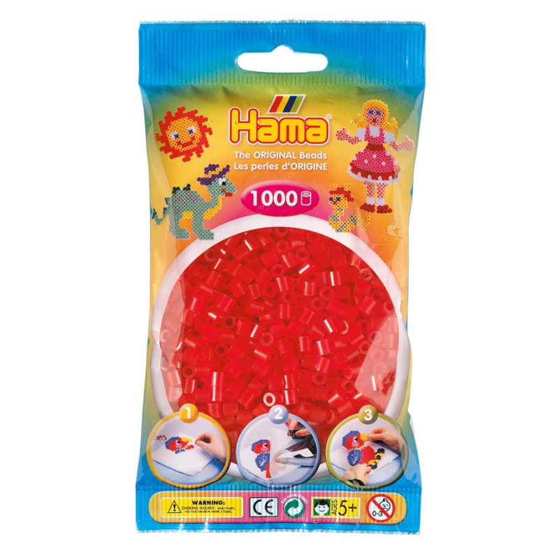 Hama Ironing beads-red transparent (013), 1000pcs.