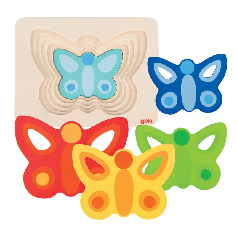 GOKI Puzzle à couche Papillon 5 pièces
