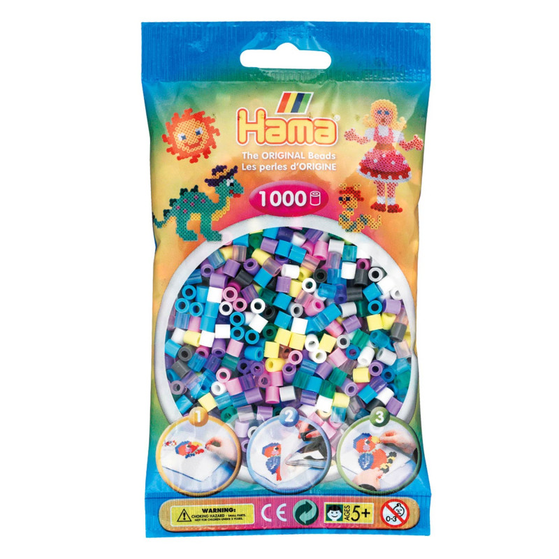 Hama String Beads - Pastel Mix (69), 1000 pcs.