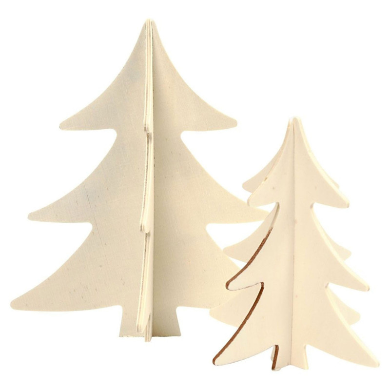 CREATIV COMPANY Decorate your 3D Wooden Christmas Trees, 2pcs.