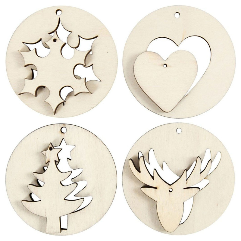 CREATIV COMPANY Wooden Christmas Pendants 2in1, 8st.