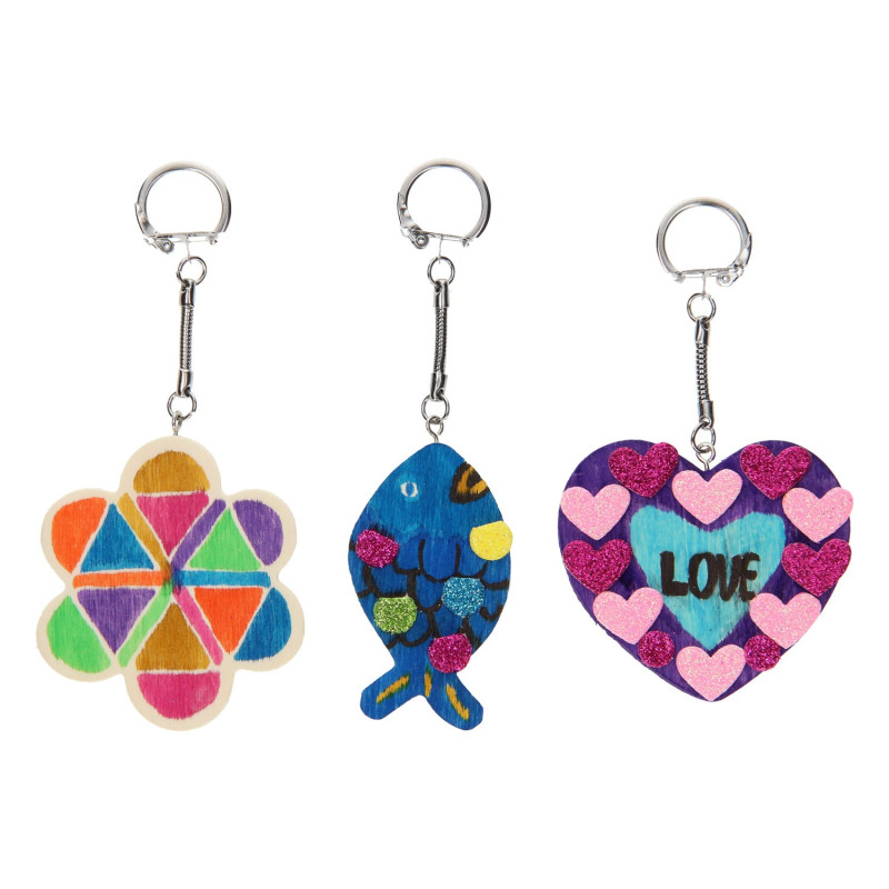 CREATIV COMPANY Decorate your Wooden Keychain, 3pcs.