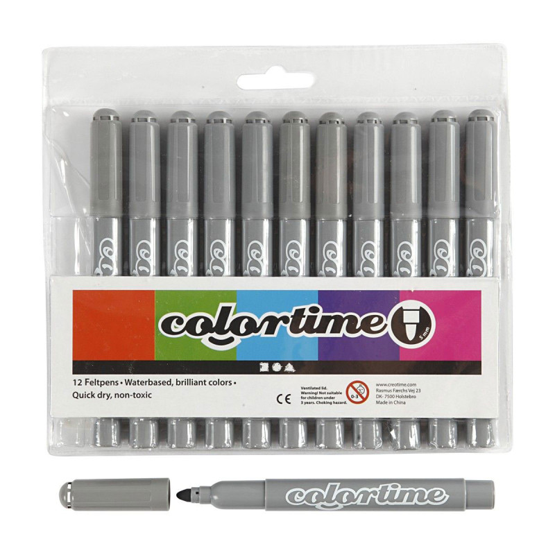 COLORTIME Gray Jumbo pens, 12pcs.