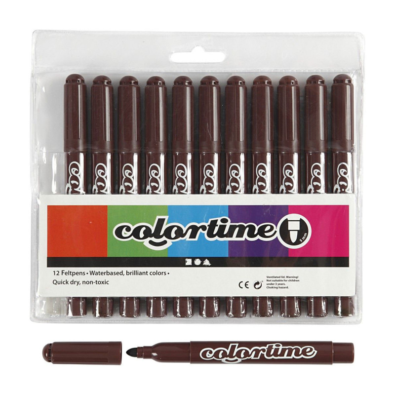 COLORTIME Dark brown Jumbo markers, 12pcs.