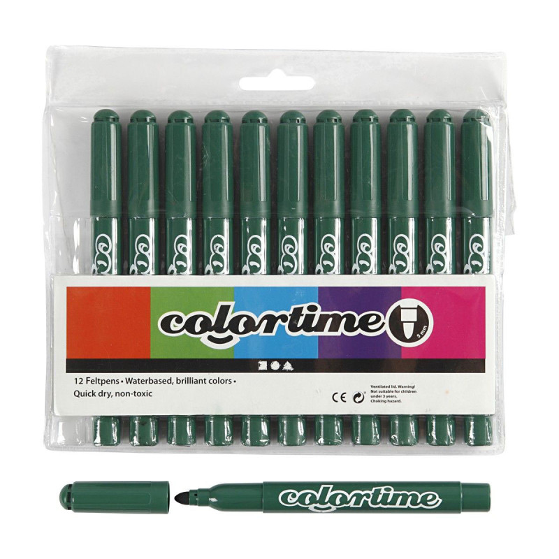 COLORTIME Green Jumbo pens, 12pcs.