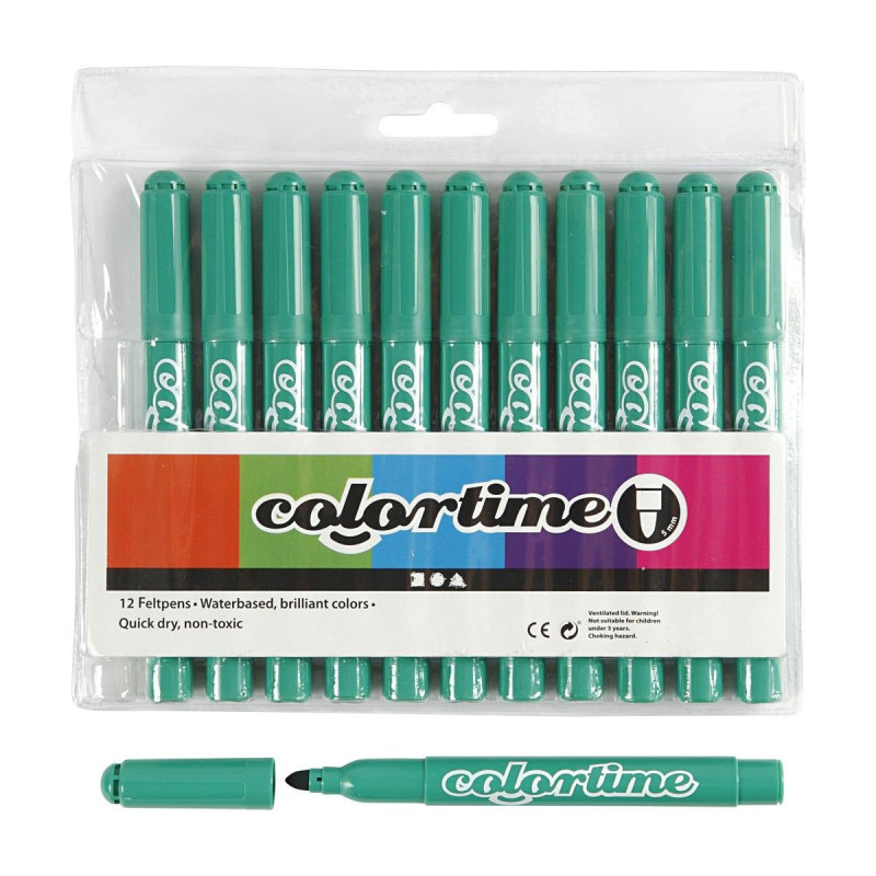 COLORTIME Bright green Jumbo markers, 12pcs.