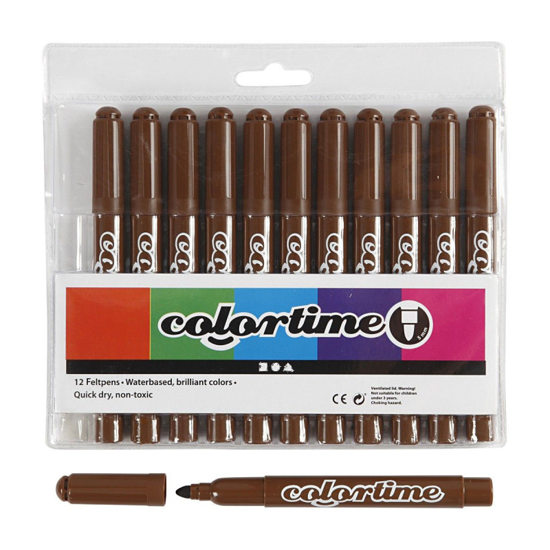 COLORTIME Brown Jumbo markers, 12pcs.