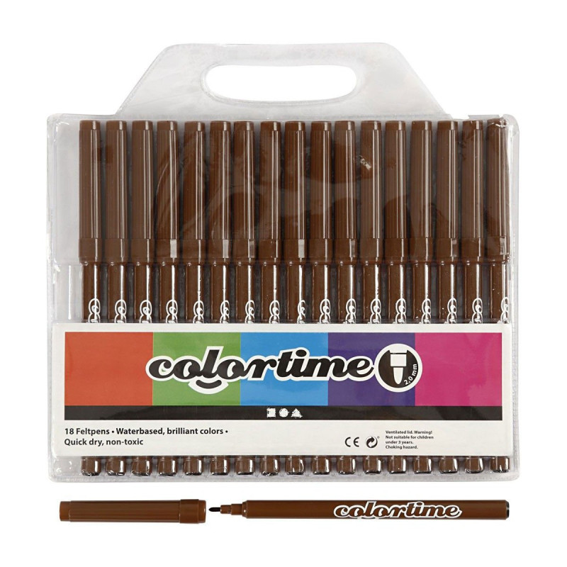 COLORTIME Brown markers, 18st.