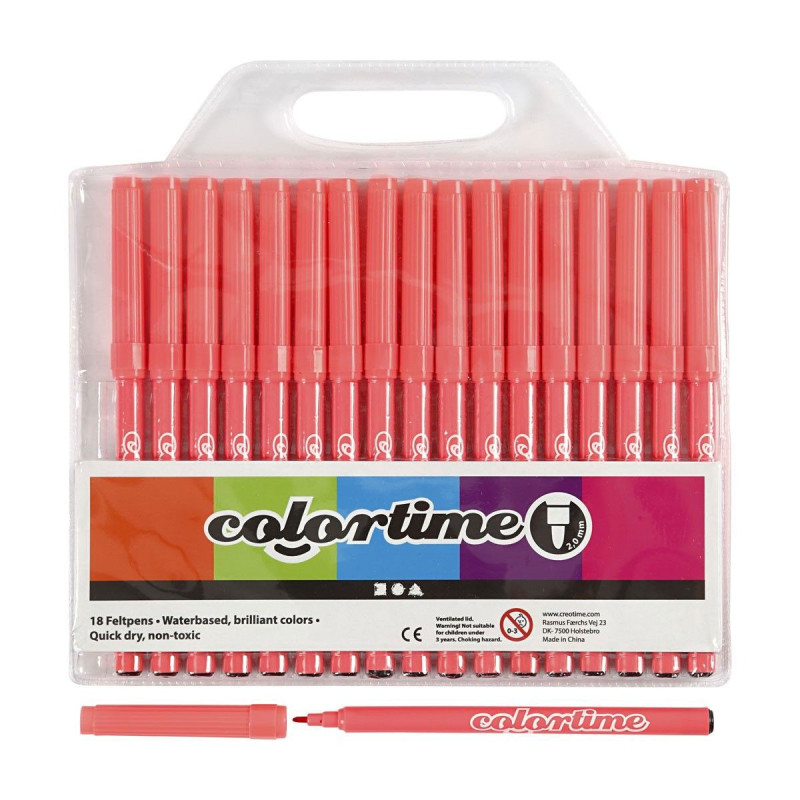 COLORTIME Pink markers, 18st.